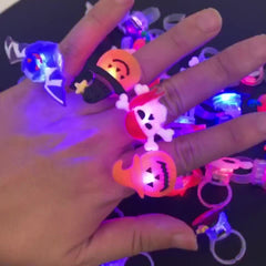 Qfdian halloween decorations halloween costumes halloween gift 5/10/15/20pcs Halloween Decorations Creative Cute Glowing Ring Pumpkin Ghost Skull Rings for Kids Gifts Halloween Party Supplies