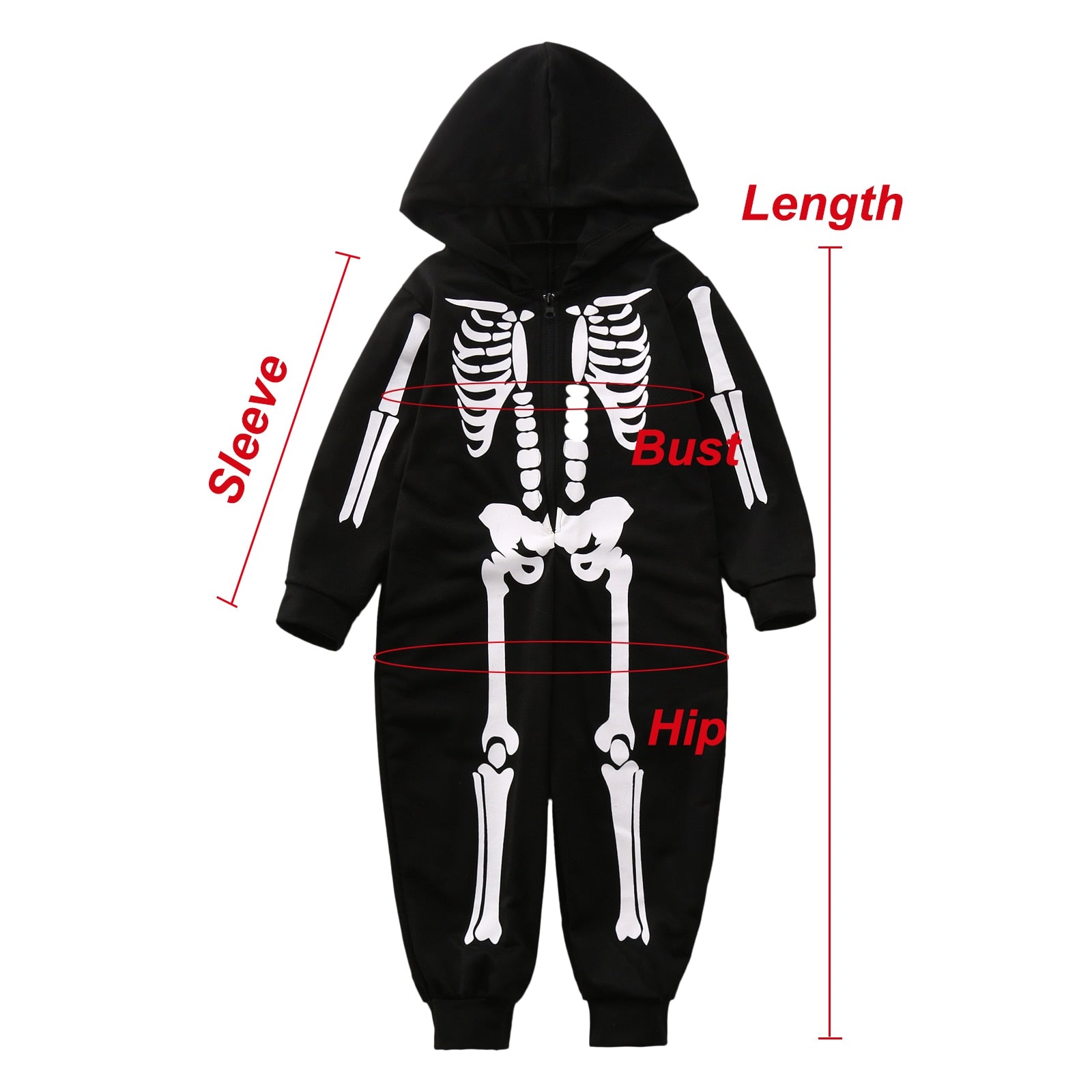 Qfdian halloween decorations halloween costumes halloween giftHalloween Family Matching Outfits Fashion Skeleton Print Hooded Jumpsuit Pajama Family Look Father Mother Kids Halloween Costume