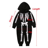 Qfdian halloween decorations halloween costumes halloween giftHalloween Family Matching Outfits Fashion Skeleton Print Hooded Jumpsuit Pajama Family Look Father Mother Kids Halloween Costume