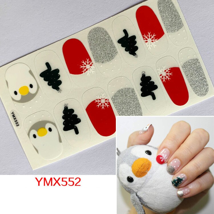 Qfdian christmas decor ideas nightmare before christmas 14tips Christmas Style Nail Art Sticker Snowflake Elk Decoration Waterproof Full Cover Wraps Decal DIY Manicure Sticker