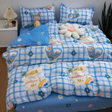 INS Cartoon Rabbit Bedding Set Strawberry Flower Quilt Cover For Kids Girls Bedspread Decor Home Single Double Size