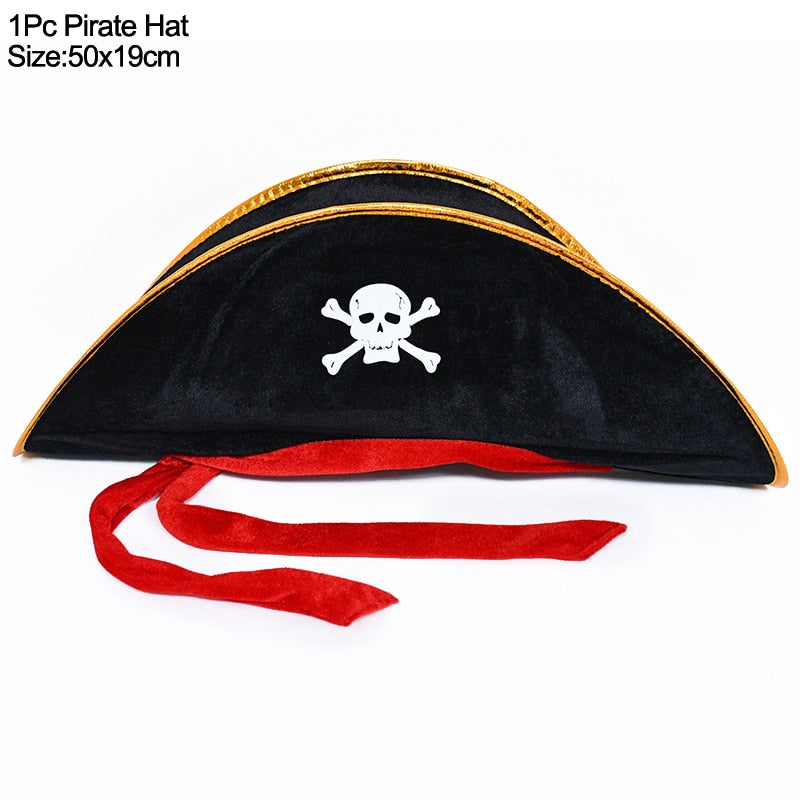 Qfdian halloween decorations halloween costumes halloween gift Halloween Pirate Hat Cap Decoration Kids Adult Halloween Masquerade Captain Cosplay Costume Props Pirate Theme Birthday Party