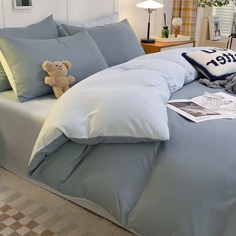 Ins Nordic Style Bedding Set Flat Sheet Duvet Cover Pillowcase Single Double Queen Size Bed Linen Boys Girls Soft Home Textile