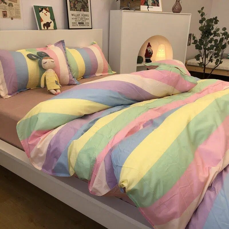 Nordic Pink Black Checkerboard Duvet Cover Sets With Pillow Case Bed Sheet Kids Girls Bedding Sets King Queen Twin Kawaii