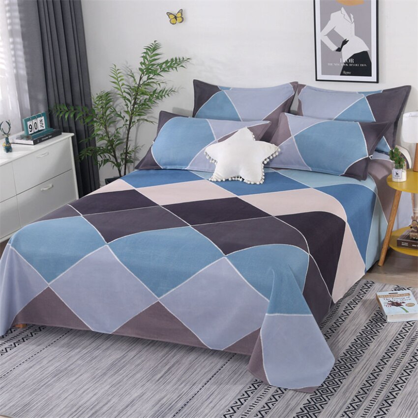 3 Pieces Bed Sheet Set 1pc Flat Sheets and 2pcs Pillowcase Washed Cotton Beds Linens Soft Comfort Bed Cover Double Queen Size