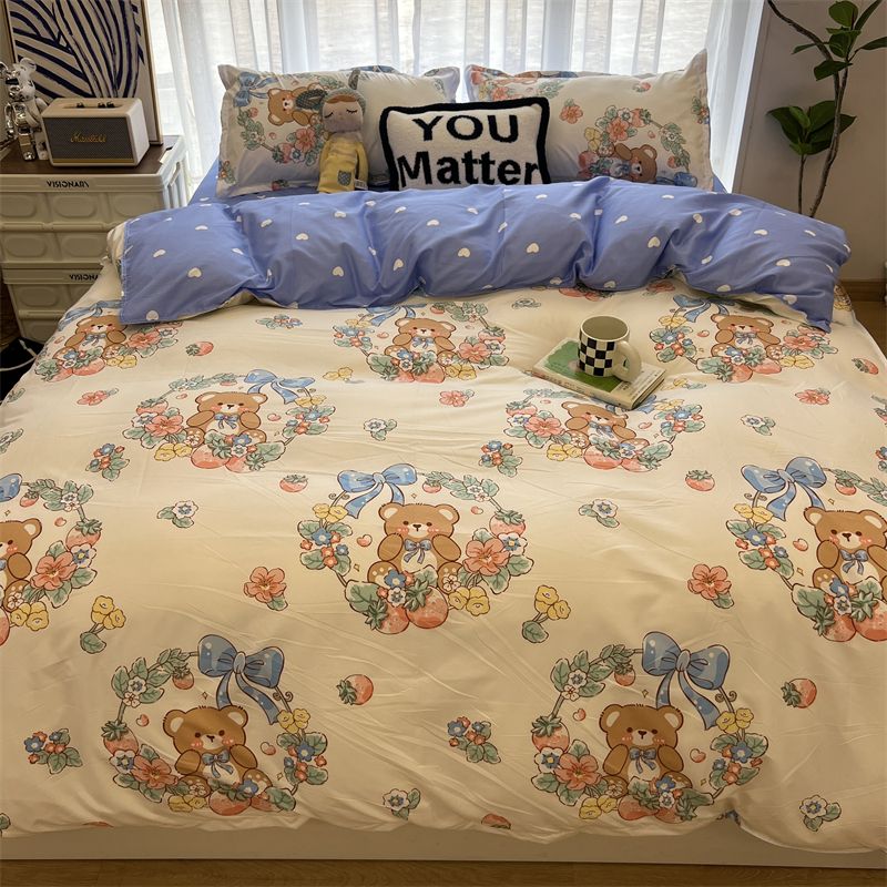 Ins Style Bedding Set for Boys Girls Single Queen Size Bed Linen Duvet Cover Pillowcase No Fillings Floral Home Textile