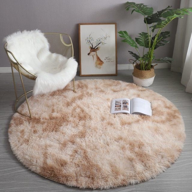 Plush Round Rug White Children Carpets for Living Room Home Decor Soft Kid Bedroom FloorPlay Mat Baby Room Fluffy Cute Rug