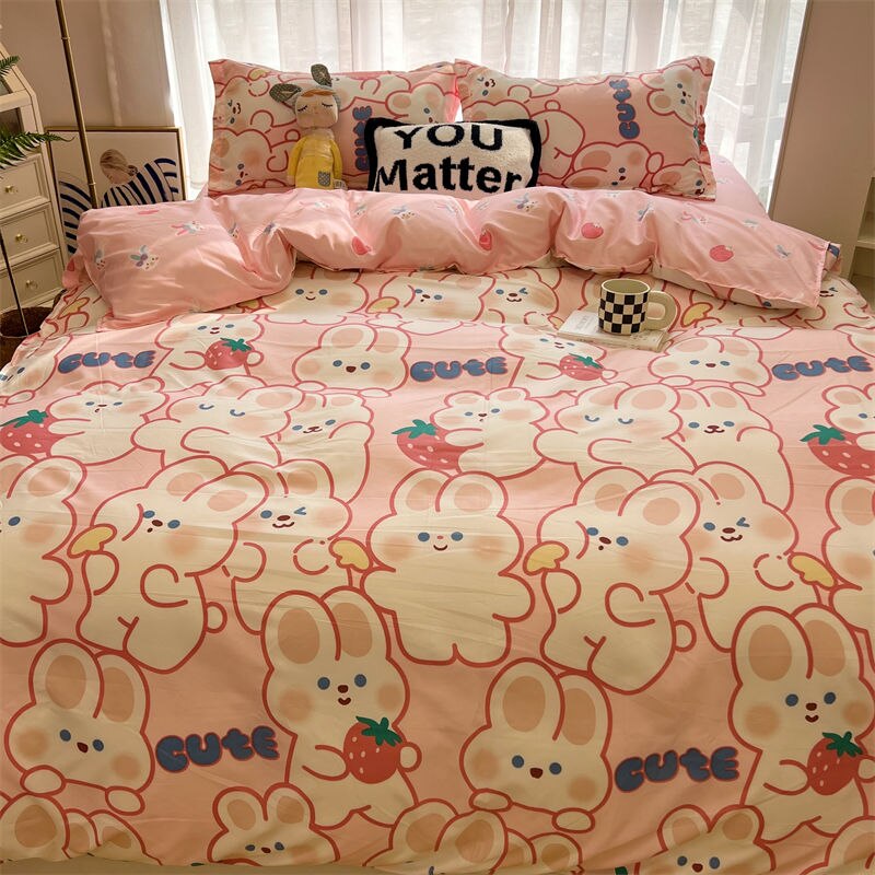Panda Bedding Set 2023 New Cute Kids Duvet Cover Flat Sheet Pillowcases Twin Queen Size Bed Linen Boys Girls Home Textile