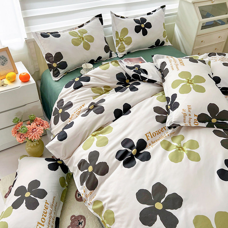 Floral Duvet Cover Set with Flat Sheet Pillowcases 2023 New Twin Full Queen Size Bed Linen Soft Boys Girls Bedding Kit