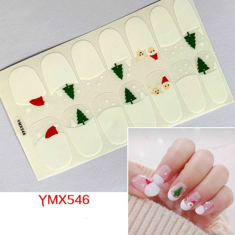 Qfdian christmas decor ideas nightmare before christmas 14tips Christmas Style Nail Art Sticker Snowflake Elk Decoration Waterproof Full Cover Wraps Decal DIY Manicure Sticker