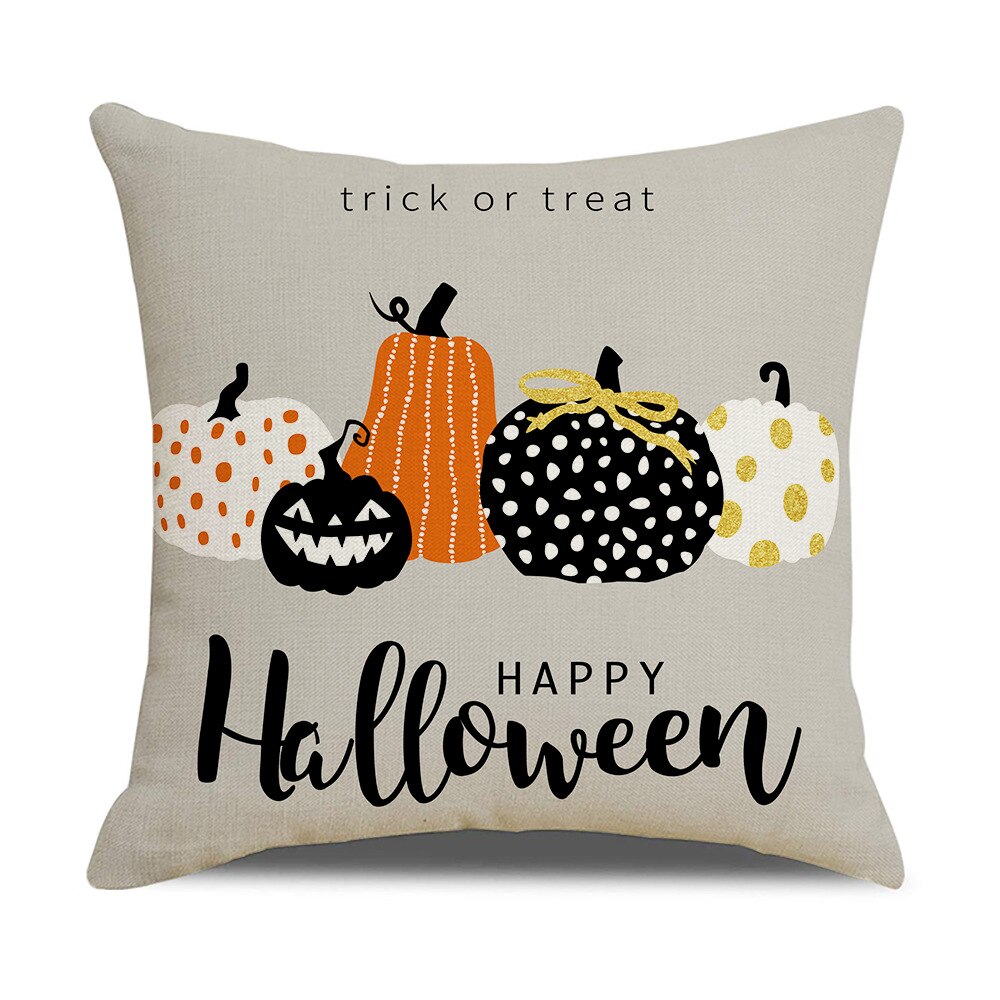 Qfdian halloween decorations halloween costumes halloween gift Fall Halloween Pumpkin Cushion Cover Trick or Treat Farmhouse Decor Home Pillowcase Sofa Decor Pillowcase