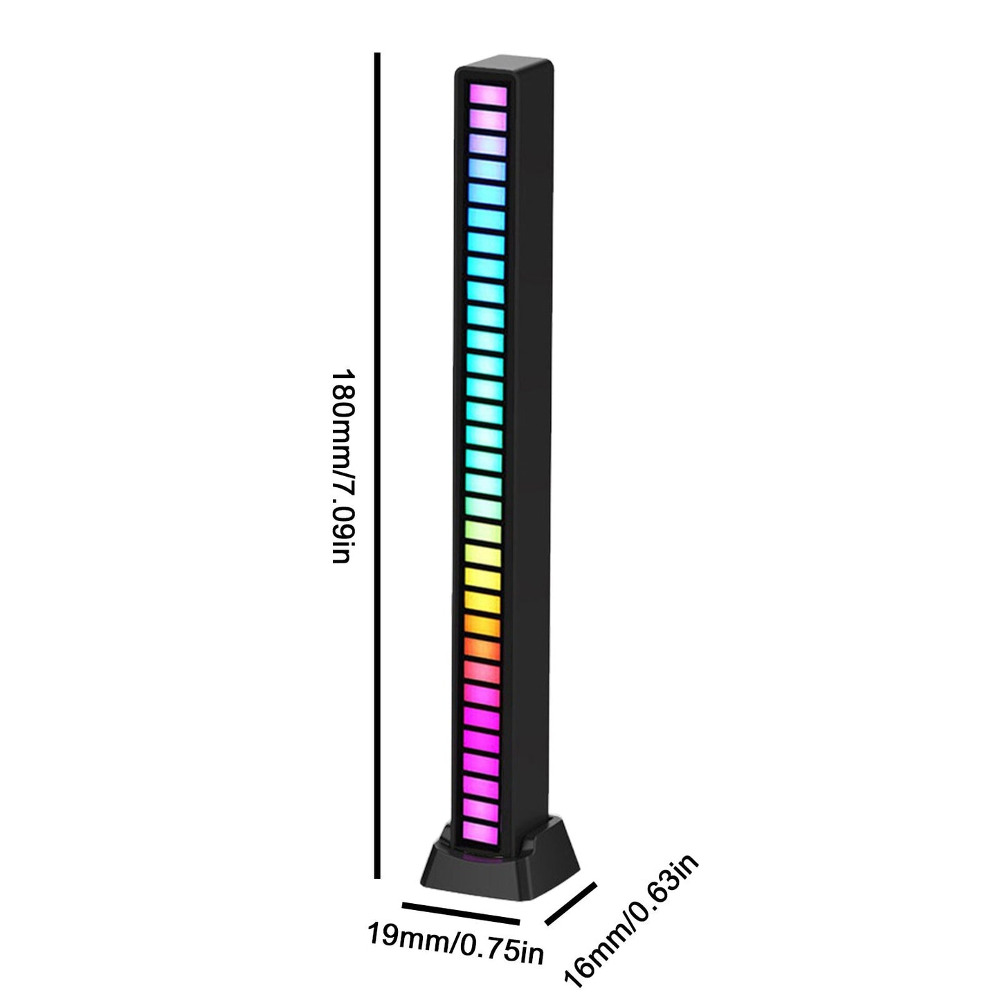 Qfdian RGB Voice-Activated Rhythm Light Sound Reactive Led Bar Rechargeable Colorful Office Rhythm Music LED Light Ambient Strip Decor