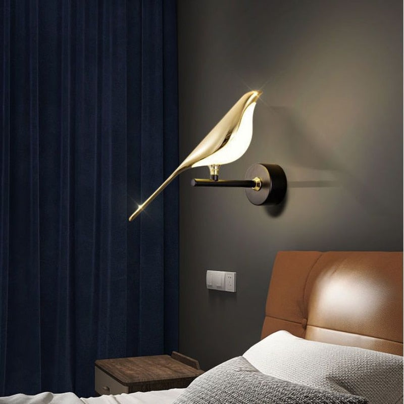 Luxury Creative Modern Magpie Wall Lamp Bedroom Bedside Staircase Living Room Background Wall Bird Sconce Light Fixture Lighting