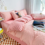Nordic Plaid Bedding Set Black Grey Soft Bed Linen Single Full Queen Size Duvet Cover Flat Sheet Pillowcases Kit