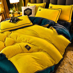 Luxury Milk Fleece Supper Ultra-thick Bedding Set Queen Size High End Warm Winter Duvet Cover Set Warmth Comforter Bedding Sets