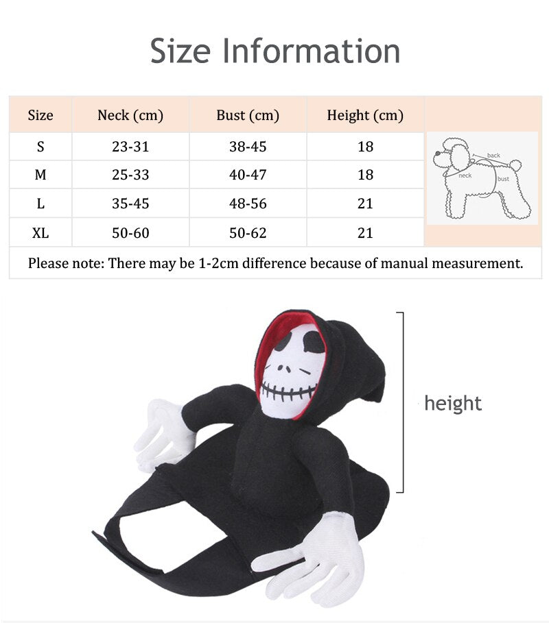 Qfdian Pet Outfits Skull Death Halloween Costume for Dog Scary Festival Trick Or Treat Pet Cat Cosplay Suit Personalized Party Cloak Pet Clothing