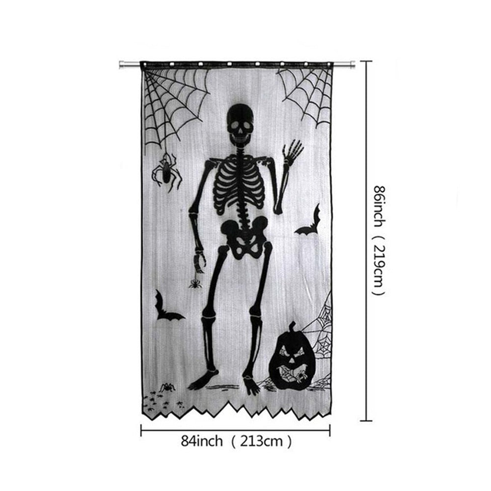 Qfdian halloween decorations halloween costumes halloween gift Halloween Bat Table Runner Black Spider Web Lace Tablecloth Fireplace Curtain for Halloween Party Decoration Horror House Props