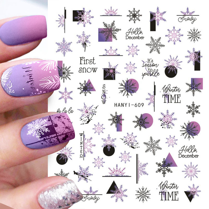 Qfdian christmas decor ideas nightmare before christmas 1PC 5D Nail Stickers Winter Santa Claus Self-Adhesive Slider Nail Art Decorations Christmas Snow Decals Manicure Accessories