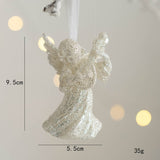 Qfdian christmas decor ideas nightmare before christmas Christmas White Glitter Angel Girl Pentagram Pendants Merry Christmas Tree Decorations For Home Xmas Ornaments Hanging Pendants
