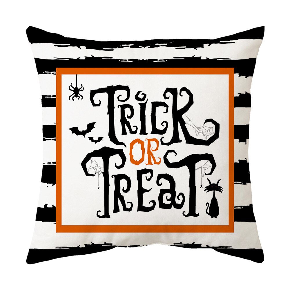 Qfdian halloween decorations Halloween Decoration Pillow Cover Decorative Halloween Square Pillowcase Soft Solid Cushion Case for Sofa Bedroom Car Home Decor