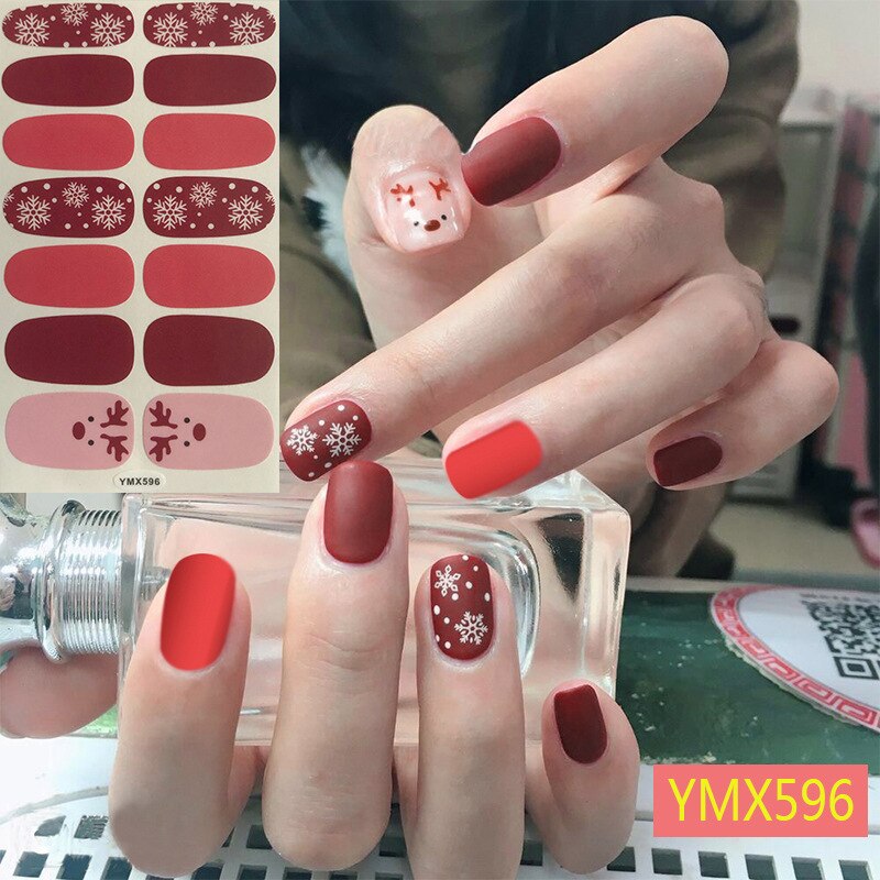 Qfdian christmas decor ideas nightmare before christmas 14tips Christmas Style Nail Art Sticker Snowflake Elk Decoration Waterproof Full Cover Wraps Decal DIY Manicure Sticker