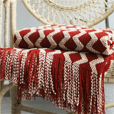 Qfdian Knitted Blanket Boho Style Blanket With Tassels Nordic Decorative Blankets for Sofa Bed Covers Stitch Throw Plaids Bedspread