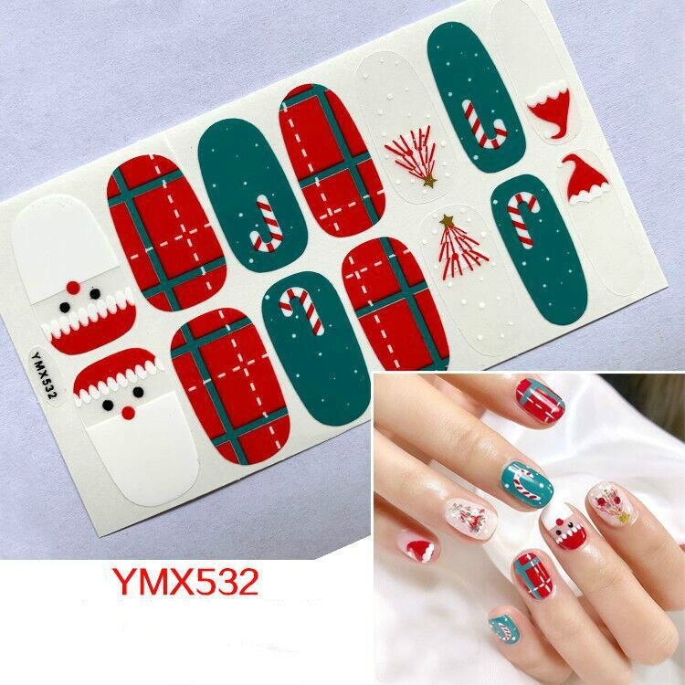 Qfdian christmas decor ideas nightmare before christmas 14tips Christmas Style Nail Art Sticker Snowflake Elk Decoration Waterproof Full Cover Wraps Decal DIY Manicure Sticker