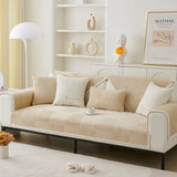 Qfdian Velvet Sofa Cover Thick Non-slip Slipcovers Solid Color Couch Cover For Living Room 1/2/3/4 Seat Universal Sofa Towel Mat Decor
