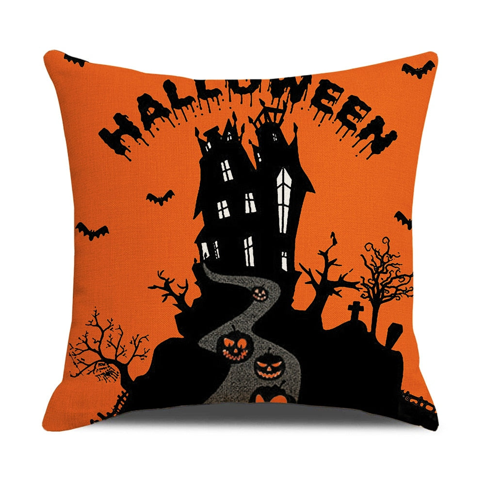 Qfdian halloween decorations Halloween Decoration Pillow Cover Decorative Halloween Square Pillowcase Soft Solid Cushion Case for Sofa Bedroom Car Home Decor