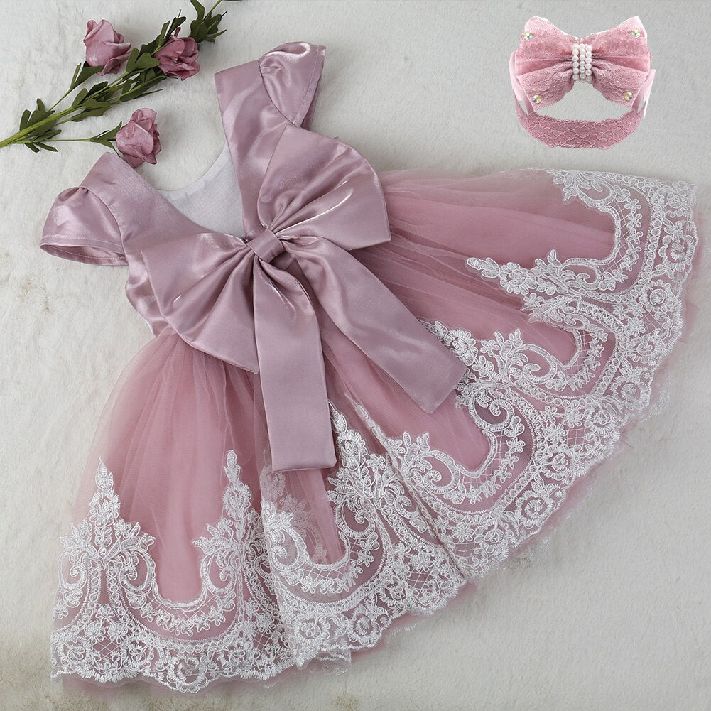 Qfdian halloween decorations halloween costumes halloween gifthalloween costumes christmas costumes  Wedding Princess Dress For Girls Kid Vestidos Birthday One Year Dress Party Baptism Bow Clothes For Newborn Christmas Costume