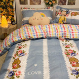 Grey Bedding Set Soft Duvet Cover Flat Sheet Pillowcase Bed Linens Single Full Dormitory Bedroom Home Textile