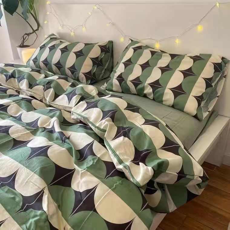 Green Flower Bedding Set Bed Sheet Set Flat Sheet Pillowcases Duvet Cover Cool Fashion Home Textile For Adults Kids Bed Linen