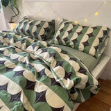 Green Flower Bedding Set Bed Sheet Set Flat Sheet Pillowcases Duvet Cover Cool Fashion Home Textile For Adults Kids Bed Linen