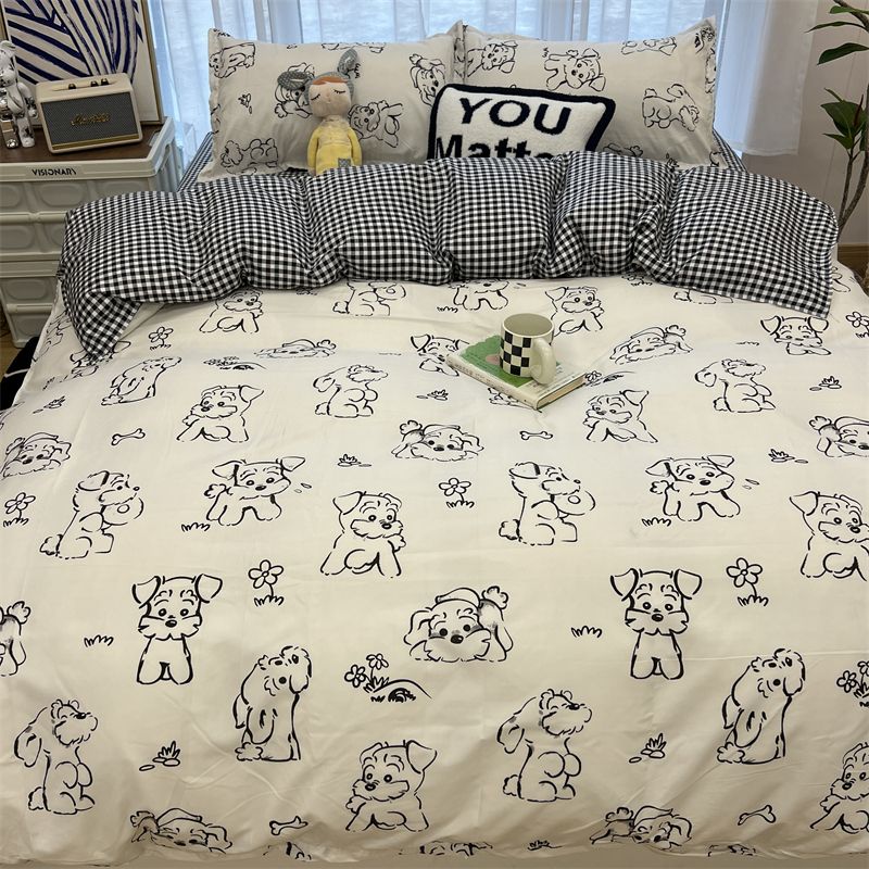 Ins Style Bedding Set for Boys Girls Single Queen Size Bed Linen Duvet Cover Pillowcase No Fillings Floral Home Textile