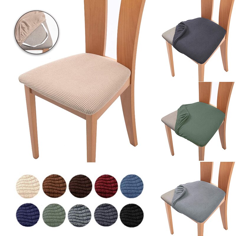 Qfdian Spandex Jacquard Chair Seat Cover Stretch Dining Chair Slipcover Removable Washable Seat Cushion Protector Fundas Para Sillas