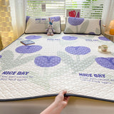 Natural Latex Thick Cooling Mat for Summer Cool Feeling Rayon Matress Pad Soft Air-Permeable Cold Summer Mat for Bed Sheet Set