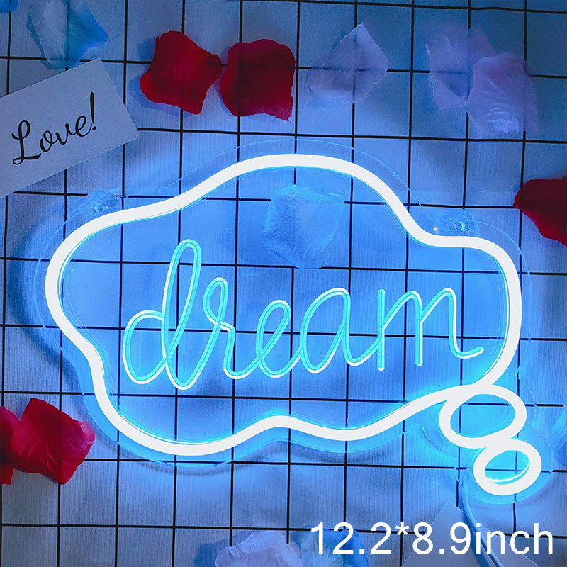 Qfdian home decor hot sale new Dream LED Neon Light Sign Letters Neon Sign Panel Holiday Christmas Party Wedding Decorations Home Wall Decor Neon Lamp Gifts