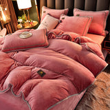 Luxury Milk Fleece Supper Ultra-thick Bedding Set Queen Size High End Warm Winter Duvet Cover Set Warmth Comforter Bedding Sets