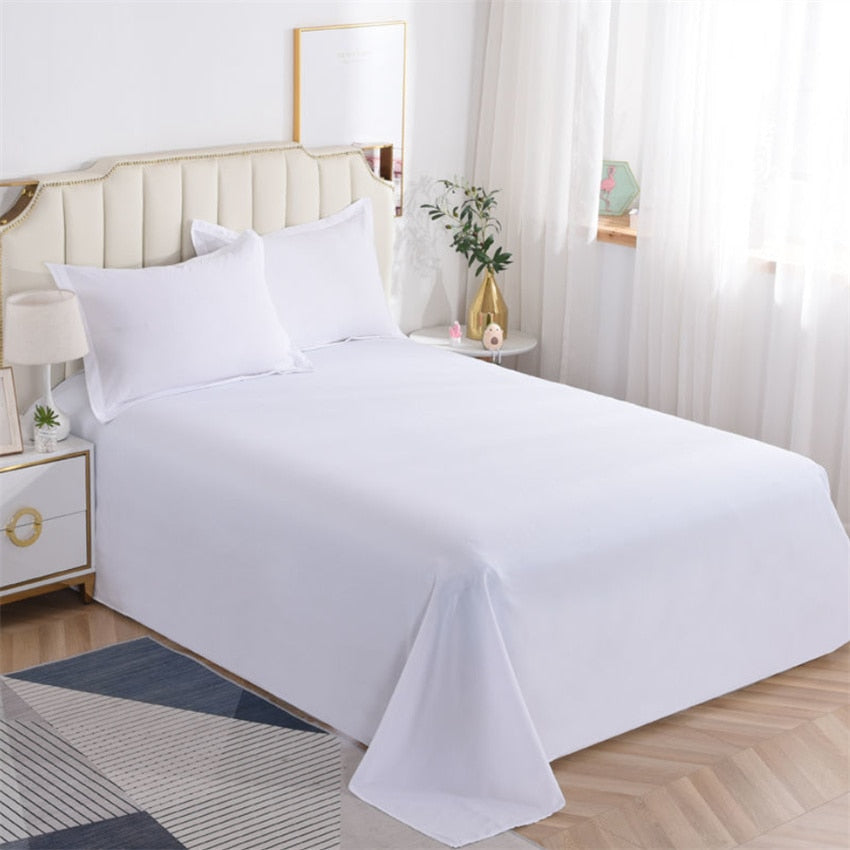 1pc Cotton Flat Sheet 19Solid Color Luxury Bed Sheets Soft Comfortable Bedsheet Single Queen King Size Bed Linens High Quality