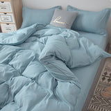 Ins Style Bedding Set Solid Color Flat Sheet Duvet Cover Pillowcase Twin Full Queen Size Bed Linen Fashion Home Textile