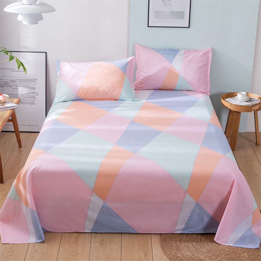 Soft Bed Sheet Set 3pcs Bedding Sheets Fashion Flat Bedsheet Pillowcase 120/150/180/200/220/250cm Polyester Bed Linens Bedspread