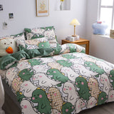 Bedding Set Cute Dinosaur Kids Adult Flat Sheet Duvet Cover Pillowcase Single Double Full Size Bed Linen Bear Panda Home Textile