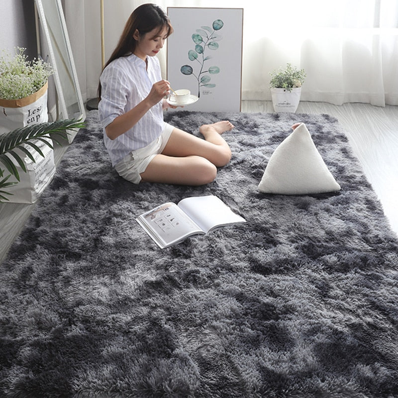 Furry Carpet Living Room Mat Modern Bedroom Nordic Style Decoration Carpet Large Size Black Gray White Non Slip Children's Rugs