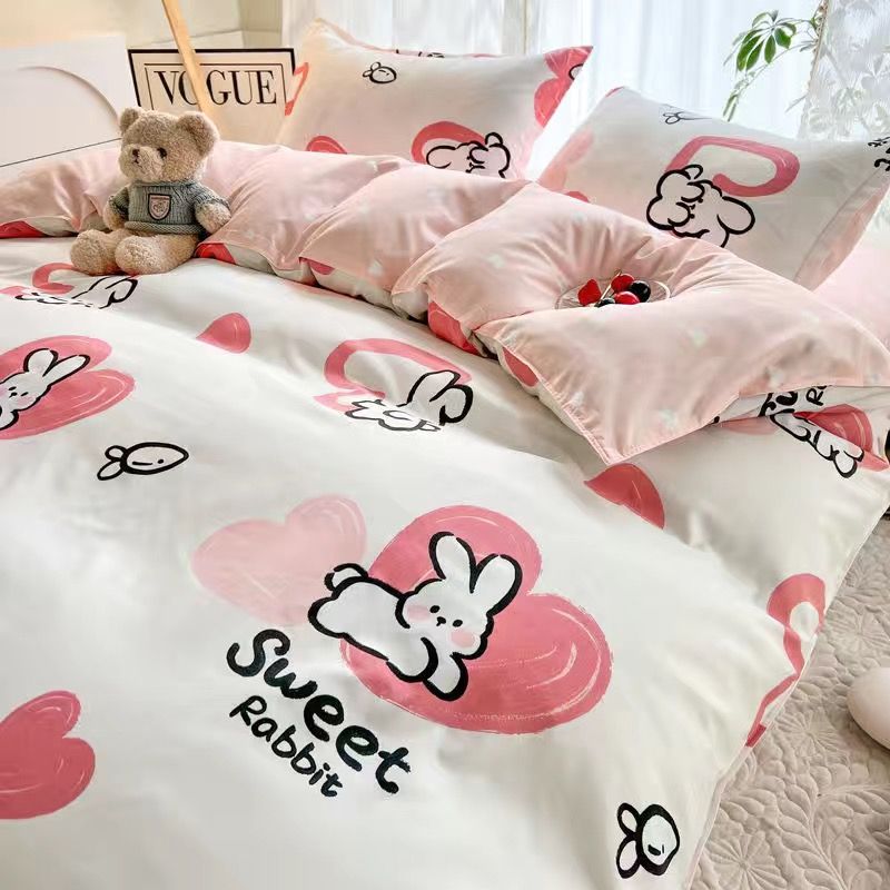 Soft Bedding Set Ins Style Twin Queen Size 2023 New Washable Duvet Cover Pillowcases Sheet for Boys Girls Dormitory Home Textile