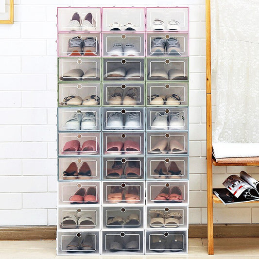 Qfdian 6 Pcs Transparent Plastic Shoe Storage Boxes Fantastic Clothes Storage Containers Box Japanese Flip Drawer Toy Organizer