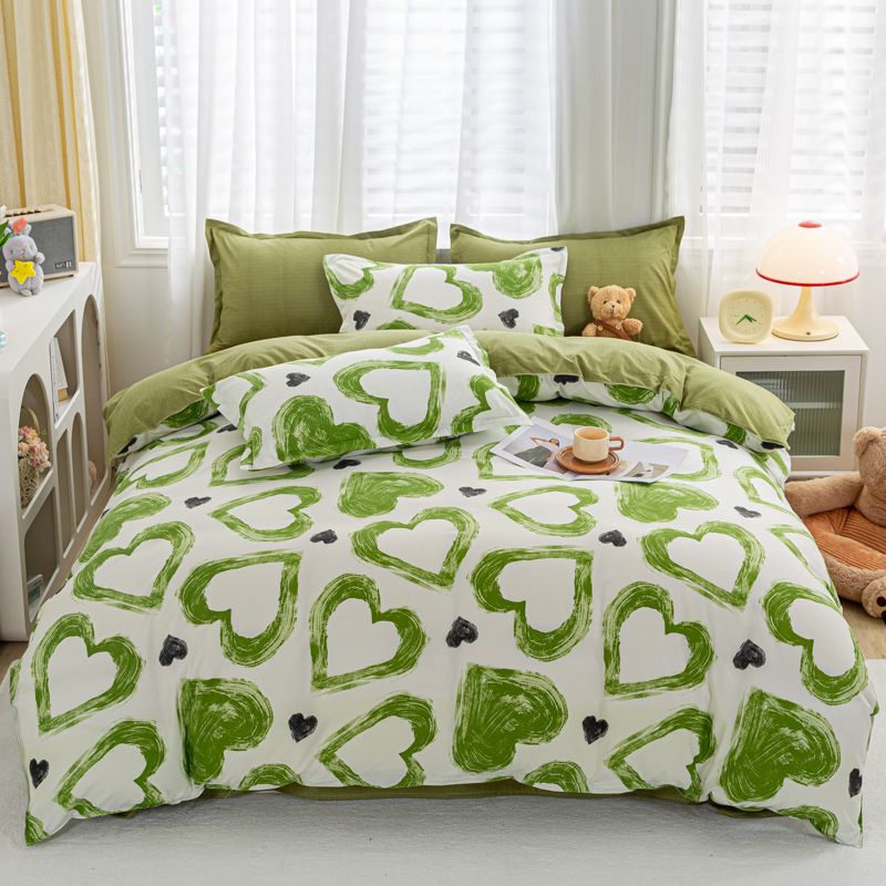 Green Sweetheart Bedding Set Carrot Soft Full Queen Size Boys Girls Duvet Cover No Filler Flat Sheet Pillowcases Home Textile