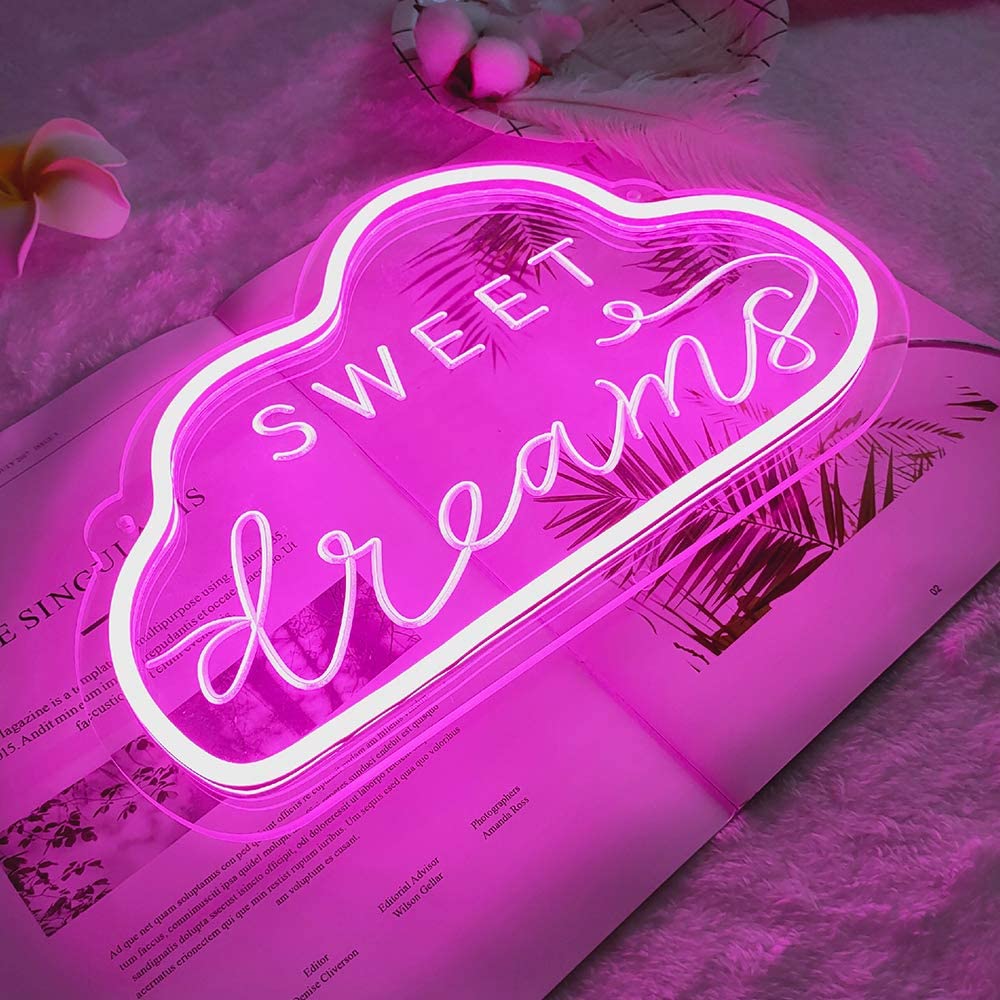 Qfdian home decor hot sale new Dream LED Neon Light Sign Letters Neon Sign Panel Holiday Christmas Party Wedding Decorations Home Wall Decor Neon Lamp Gifts