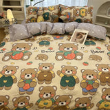 Cute Strawberry Duvet Cover Flat Sheet with Pillowcases Floral Twin Full Size Bear Rabbit Bed Linen Boys Girls Bedding Set