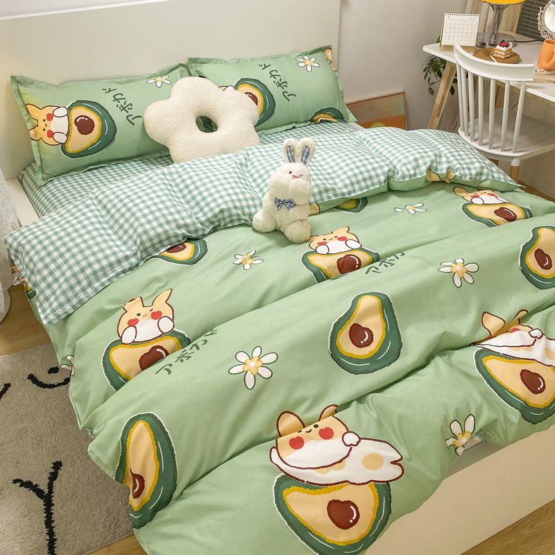 Cute Bedding Set Fashion Single Double Size Flat Sheet Duvet Cover Pillowcase Soft Microfiber Boys Girls Bed Linen