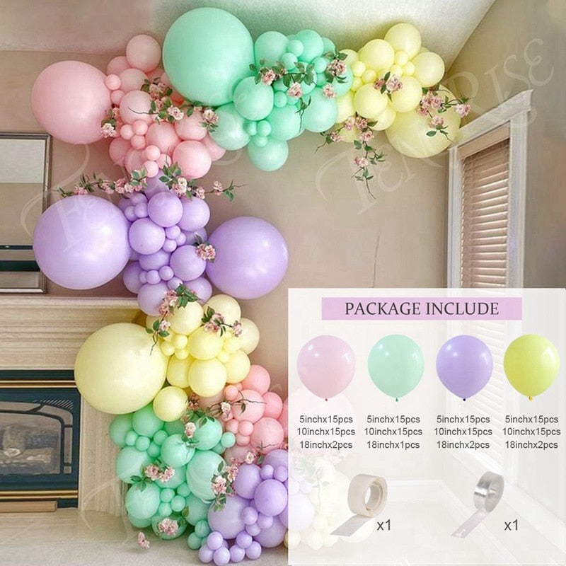 Qfdian halloween decorations christmas decorations Macaron Balloons Garland Latex Ballons Arch Happy Birthday Party Decor Kids Adult Wedding Baloon Chain Baby Shower Balon